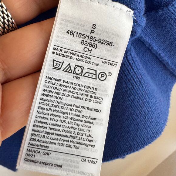 Gap Mainstay Crew-Neck Sweater Blue Knit Ribbed Hem Pullover Long Sleeve Sz S - Picture 4 of 7